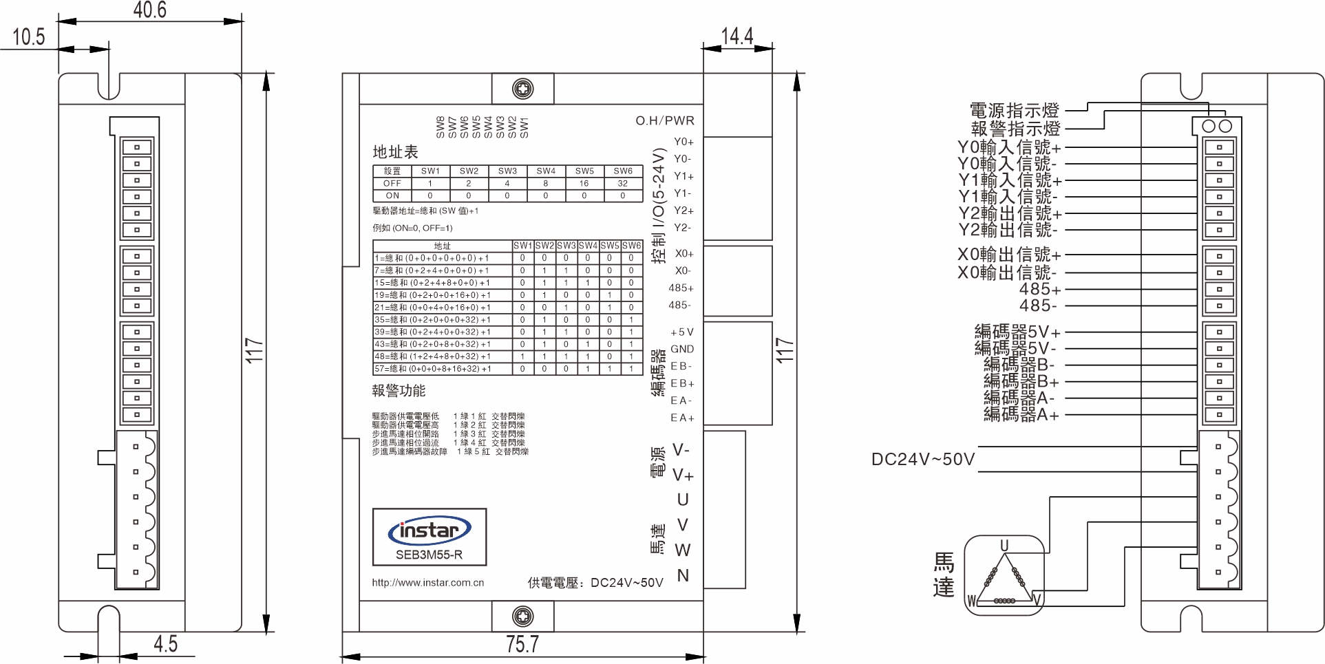 SEB3M55-R RS485匯流排閉回路步進(jìn)驅(qū)動(dòng)器